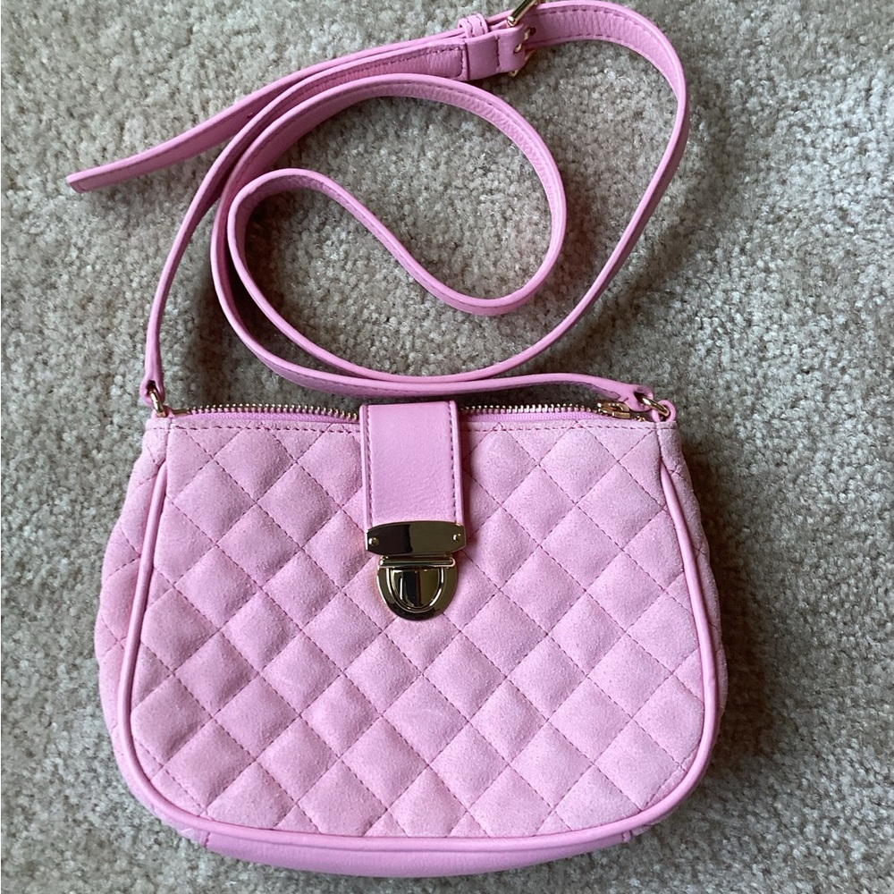 Pink Quilted Crossbody Bag